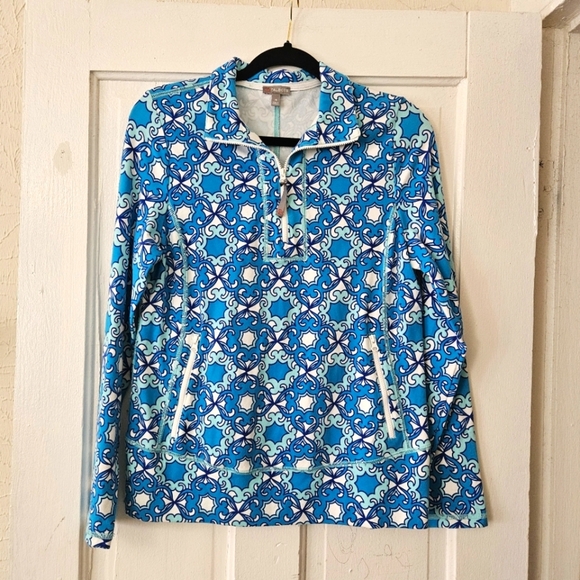 Talbots Tops - T by Talbots Half Zip Women’s Pullover Activewear Geometric Print Size Medium